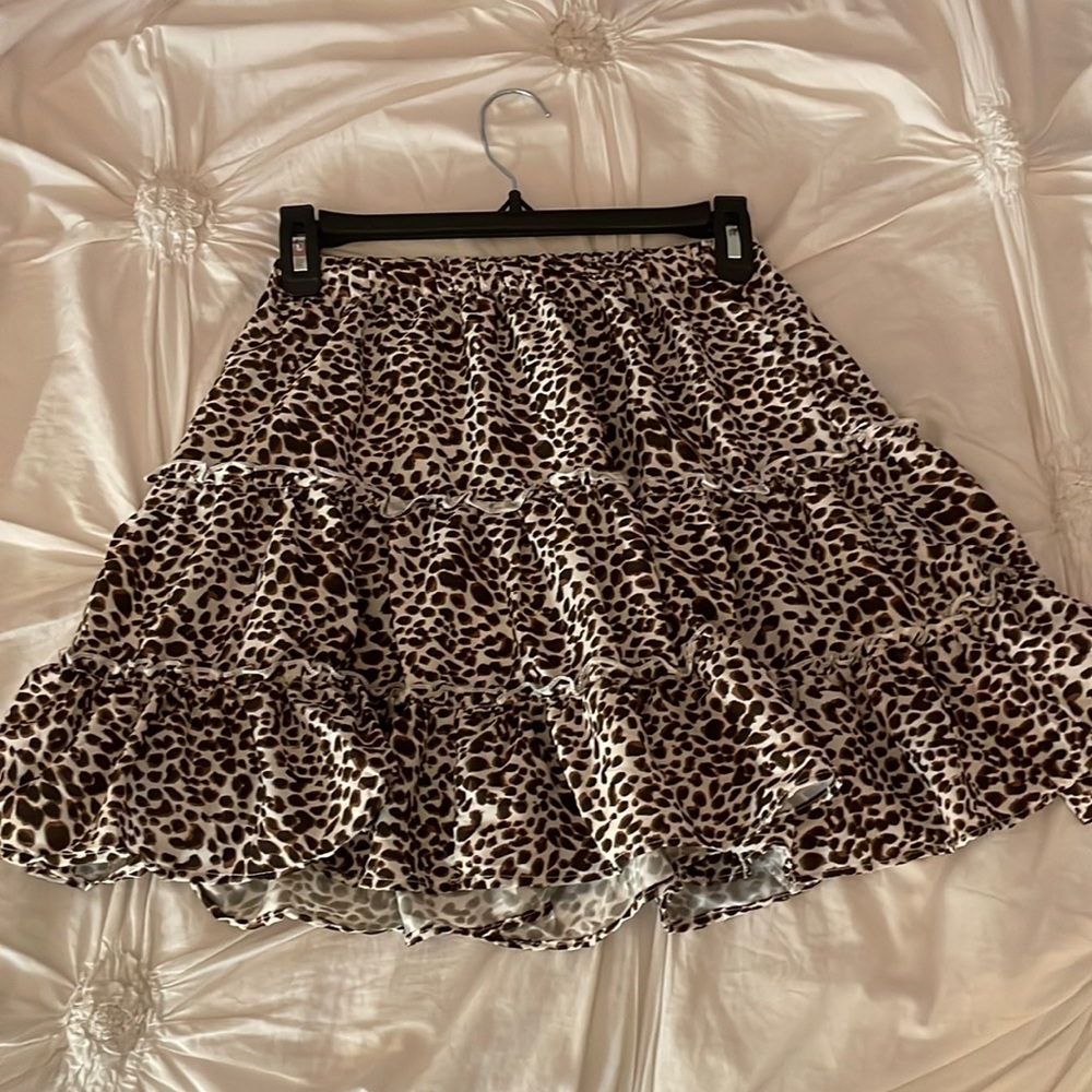 Womens frill trim Leopard print skirt